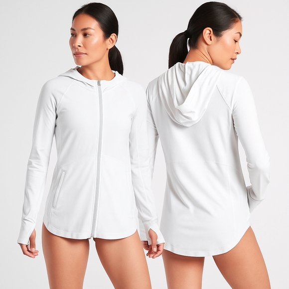Athleta Baja UPF Hoodie Jacket Swim Cover Up White XXS Sun Protection - Picture 1 of 12